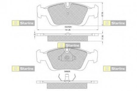 Гальмівні колодки дискові STARLINE BD S153 (фото 1)