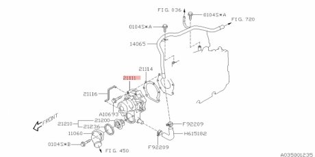 НАСОС ВОДЯНОЙ ДВИГАТЕЛЯ SUBARU 21111AA331 (фото 1)