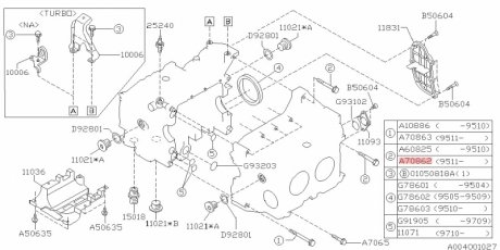 Болт блока циліндрів SUBARU 800708620 (фото 1)