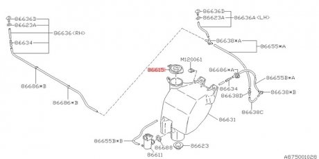 Кришка бачка омивача SUBARU 86615AA060 (фото 1)