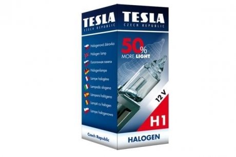 Лампа галоген 12V H1,12V,55W,P14,5s+50% Premium TESLA B30101 (фото 1)