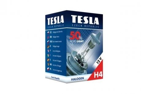 Лампа галоген H4 12V,60/55W,P43t+50% Premium TESLA B30401 (фото 1)