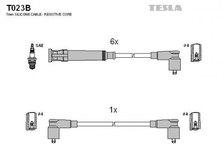 Провода высоковольтные, комплект Nissan Navara (D22) TESLA T023B (фото 1)