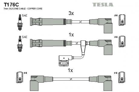 Комплект кабелiв запалювання TESLA T176C (фото 1)