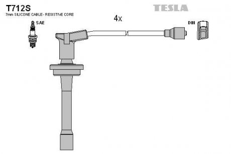 Дроти високовольтні 406 (з наконечником) (силікон) TESLA T712S (фото 1)