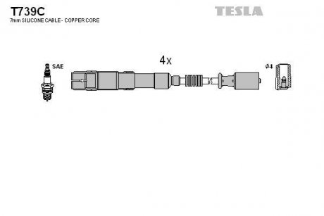 Провода высоковольтные, комплект Mercedes-benz A-class (w169) 1.5 (04-12) TESLA T739C (фото 1)