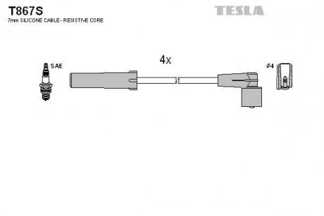 Провода свечные 21214 1.7 (силікон) TESLA T867S (фото 1)