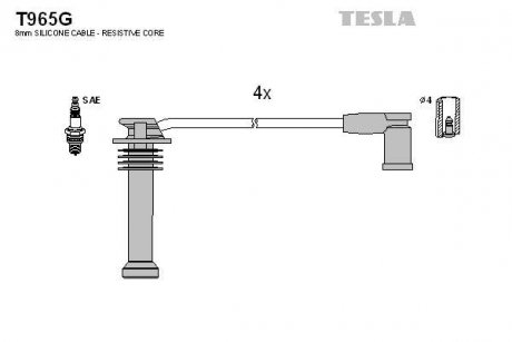 Комплект кабелів високовольтних TESLA T965G (фото 1)