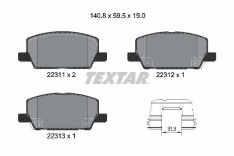 Колодки гальмівні (передні) Opel Mokka 1.4-1.7D 12- (Mando) TEXTAR 2231102 (фото 1)