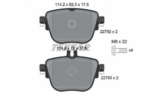 Колодки гальмівні (задние) MB E-class (W213/S213) 16- (TRW) Q+ TEXTAR 2279201 (фото 1)