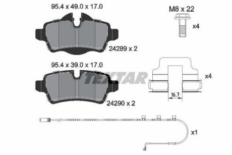 Колодки гальмівні (задние) Mini (R50/R53/R56)/Roadster (R59)/Clubman (R55) 06-06 TEXTAR 2428904 (фото 1)