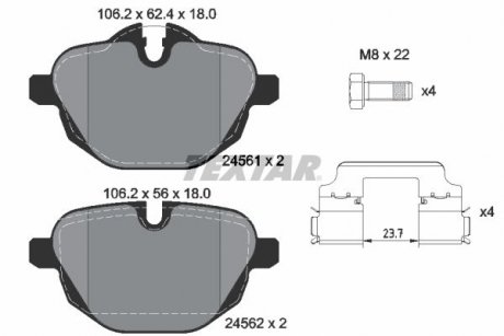 Колодки гальмівні (задние) BMW 5/X3/X5 10- (TRW) TEXTAR 2456101 (фото 1)