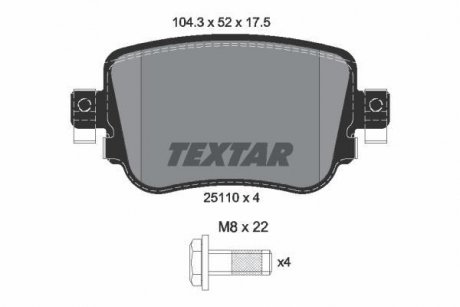 Колодки гальмівні (задні) Audi Q3/Skoda Octavia/Seat Leon/VW Golf/Sharan 12-/Passat B8/Caddy IV 14- TEXTAR 2511003 (фото 1)