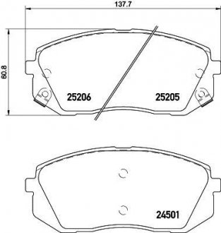 Колодки гальмівні (передние) Hyundai i30/Kona/Kia Pro Ceed/Soul 14- (Mando) TEXTAR 2520504 (фото 1)