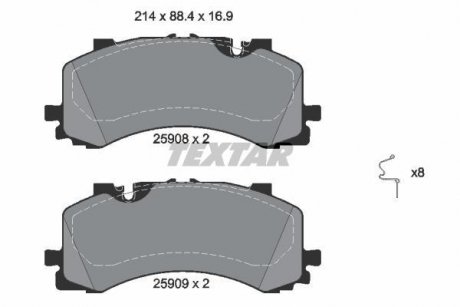 Колодки гальмівні (передние) Audi A6/A7/A8/Q7/Q8/VW Touareg 16- (Akebono) Q+ TEXTAR 2590801 (фото 1)