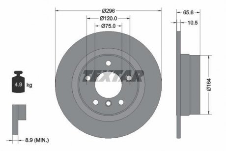 Диск гальмівний (задній) BMW 1 (E81/E87)/3 (E90/E92) 05-13 (296x10.5) PRO TEXTAR 92133103 (фото 1)