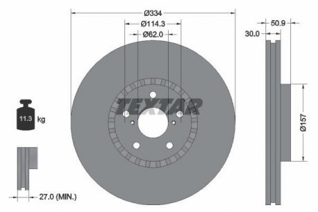 Диск гальмівний (передній) Lexus GS 05-/IS 09- (R) (334x30) PRO TEXTAR 92147903 (фото 1)