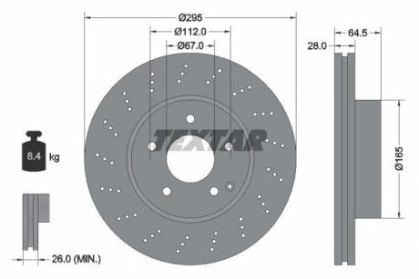 Диск гальмівний (передній) MB C-class (W204/S204/C204) 07-14 (295x28) PRO+ TEXTAR 92165005 (фото 1)