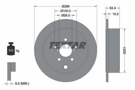 Диск гальмівний (задній) Subaru Forester 08-/Impreza 08-/Outback 08- (286x10) TEXTAR 92200000 (фото 1)