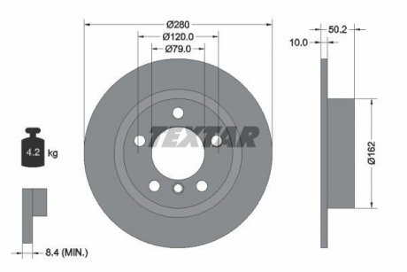 Диск гальмівний (задній) Mini Countryman (R60)/Paceman (R61) 10-16 (280x10) PRO TEXTAR 92238703 (фото 1)