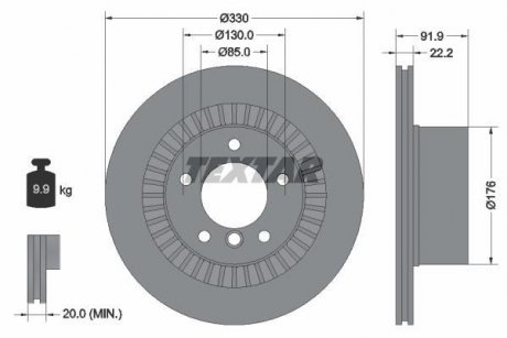 Диск гальмівний (задній) MB G-class (W463) AMG 04- (330x22.2) PRO TEXTAR 92261903 (фото 1)