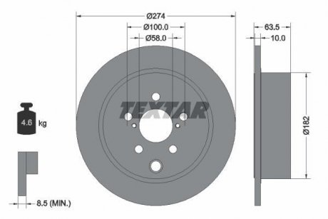 Диск гальмівний (задній) Subaru Impreza/Forester 11- (274x10) PRO TEXTAR 92262003 (фото 1)