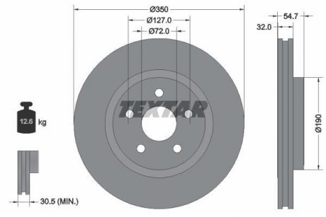 Диск гальмівний (передній) Jeep Grand Cherokee IV 10-17 (350x32) PRO+ TEXTAR 92272205 (фото 1)