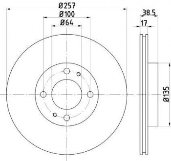 Диск гальмівний (передній) Citroen C-Zero/Peugeot ION Electric 09- (257x17) PRO TEXTAR 92282503 (фото 1)