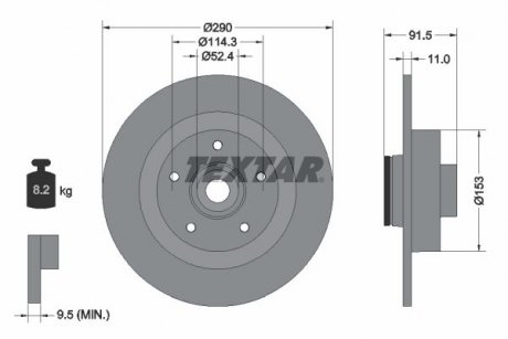 Диск гальмівний (задній) Renault Megane/ Scenic 1.5/1.6dCi 16- (290x11) PRO TEXTAR 92316503 (фото 1)