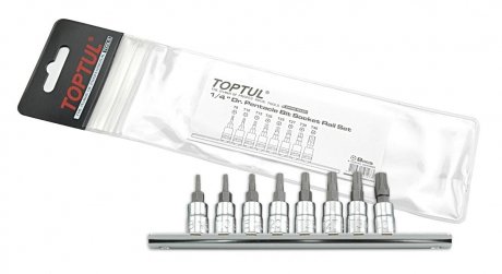 Набор бит пятигранных 1/4" TORX T8-T40 с отверстием 8ед. Toptul GAAG0805 (фото 1)