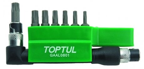 Набір біт 1/4" TORX T10H-T40H + Гобр.перех. 8од. Toptul GAAL0801 (фото 1)