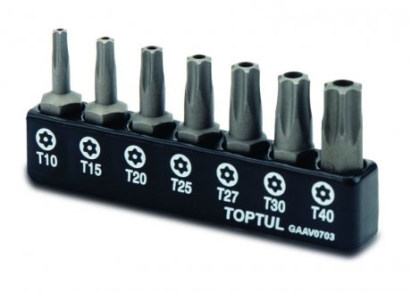 Набір біт 1/4" 7од. (Torx: T10-T40 з отвором) Toptul GAAV0703 (фото 1)