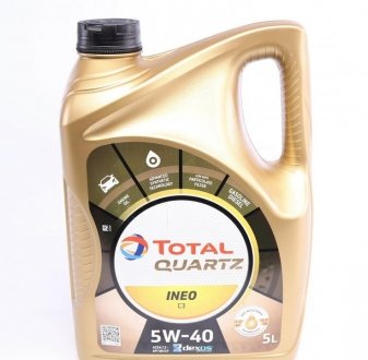Олива 5W40 Quartz INEO C3 Dexos2 (5л) TOTAL 213790 (фото 1)