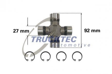 Хрестовина кардана MB Sprinter/VW Crafter 06- (27x92) TRUCKTEC 02.34.043 (фото 1)