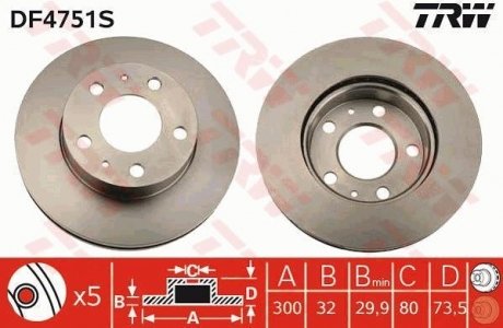 Диск гальмівний TRW DF4751S (фото 1)