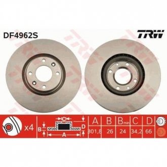 Гальмівний диск TRW DF4962S (фото 1)