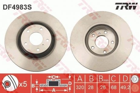 Диск гальмівний (вир-во) TRW DF4983S (фото 1)