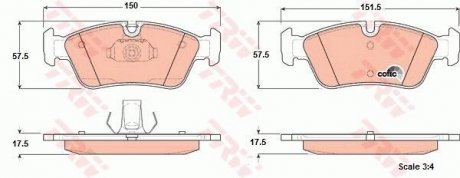 Колодка торм. диск. BMW 3 (E46) передн. (пр-во) TRW GDB1348 (фото 1)