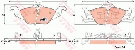 Колодка торм. диск. OPEL ASTRA G передн. (пр-во) TRW GDB1351 (фото 1)