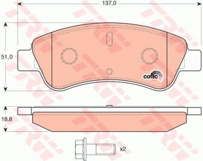 Колодка торм. диск. CITROEN C3, C4, DS3 PEUGEOT 206, 207 передн. (пр-во) TRW GDB1463 (фото 1)