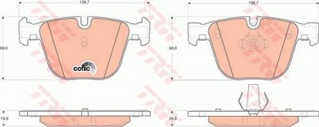 Колодка гальм. диск. BMW X5, X6 задн. (вир-во) TRW GDB1502 (фото 1)