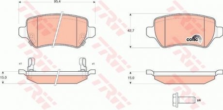 Колодка гальм. диск. OPEL ASTRA G задн. (вир-во) TRW GDB1515 (фото 1)