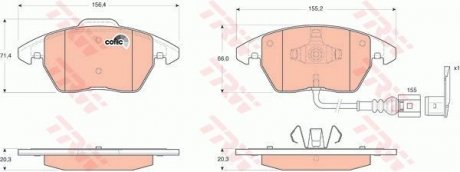 Колодка торм. диск. AUDI A3, SEAT, SKODA, VW передн. (пр-во) TRW GDB1550 (фото 1)