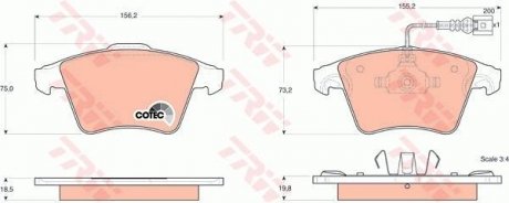 Колодка гальм. диск. VW T5 (7HB, 7HJ, 7HM) передн. (вир-во) TRW GDB1555 (фото 1)