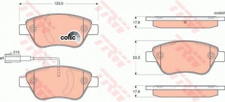 Колодка гальм. диск. FIAT PUNTO передн. (вир-во) TRW GDB1654 (фото 1)