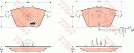 Колодка торм. диск. AUDI A4, A6 передн. (пр-во) TRW GDB1659 (фото 1)