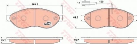 Колодка гальм. диск. CITROEN/PEUGEOT JUMPER/BOXER передн. (вир-во) TRW GDB1681 (фото 1)