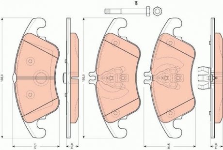 Колодка торм. диск. MB C-CLASS(W 204) 200-350 07-,E-CLASS(W212) 200-350 08- передн. (пр-во) TRW GDB1737 (фото 1)