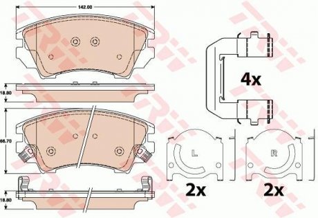 Колодка торм. диск. OPEL INSIGNIA передн. (пр-во) TRW GDB1783 (фото 1)