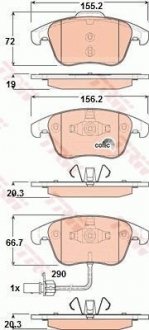 Колодка гальм. диск. SEAT ALHAMBRA 2010 - VW SHARAN 2010 - передн. (вир-во) TRW GDB1814 (фото 1)